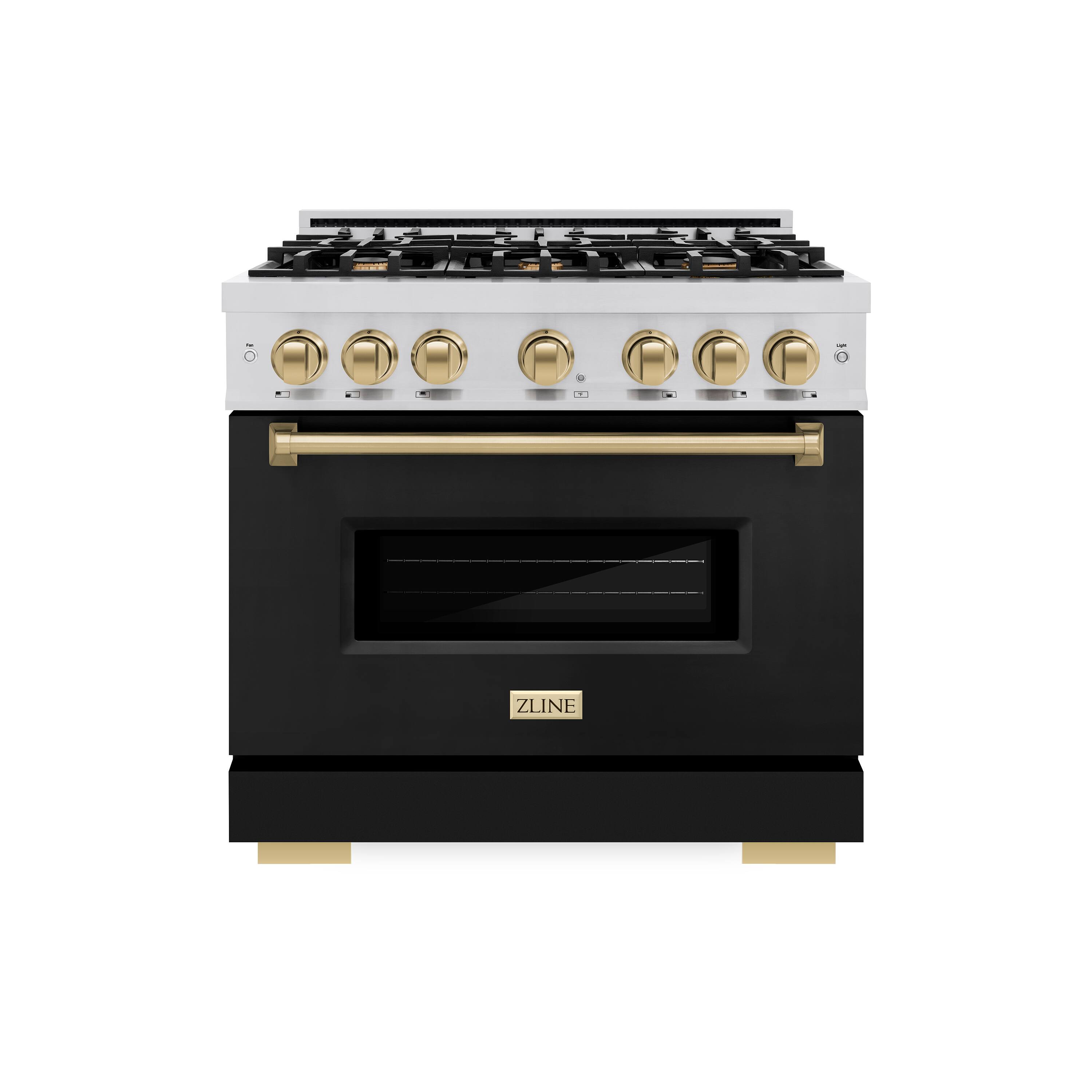 Front. ZLINE - ZLINE Autograph 36" Classic Gas Range with 6 Burners and Bronze Accents (CGRZ-BLM-36-CB) - Black.