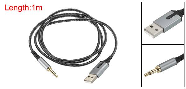 Alt View 1. Unique Bargains - 3.3ft USB Male to 3.5mm TRS Audio Adapter Cable for Microphone, Phone, Laptop, Speaker.
