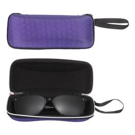 Unique Bargains - 2pcs Sunglasses Soft Case Hexagonal Hard Shell Zipper Holder with Lanyard for Travel - Purple