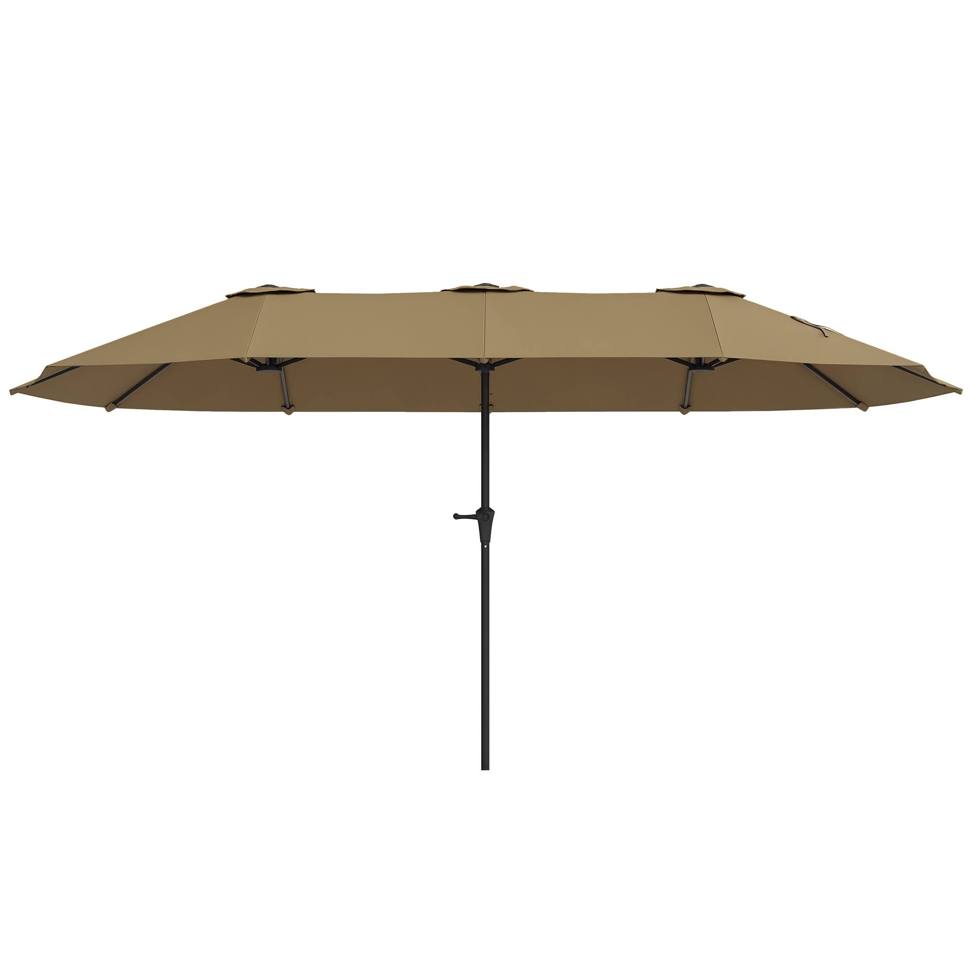 Outsunny - ft. Extra Large Patio Umbrella with Easy Crank Handle, Vents for Outdoor, Patio - Coffee