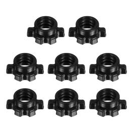 Unique Bargains - Dumbbell Collars, Barbell Spin Lock Hex Nuts Anti Slip Weight Clip 1" 8pcs Plastic for 1" Barbell/Dumbbell - Black