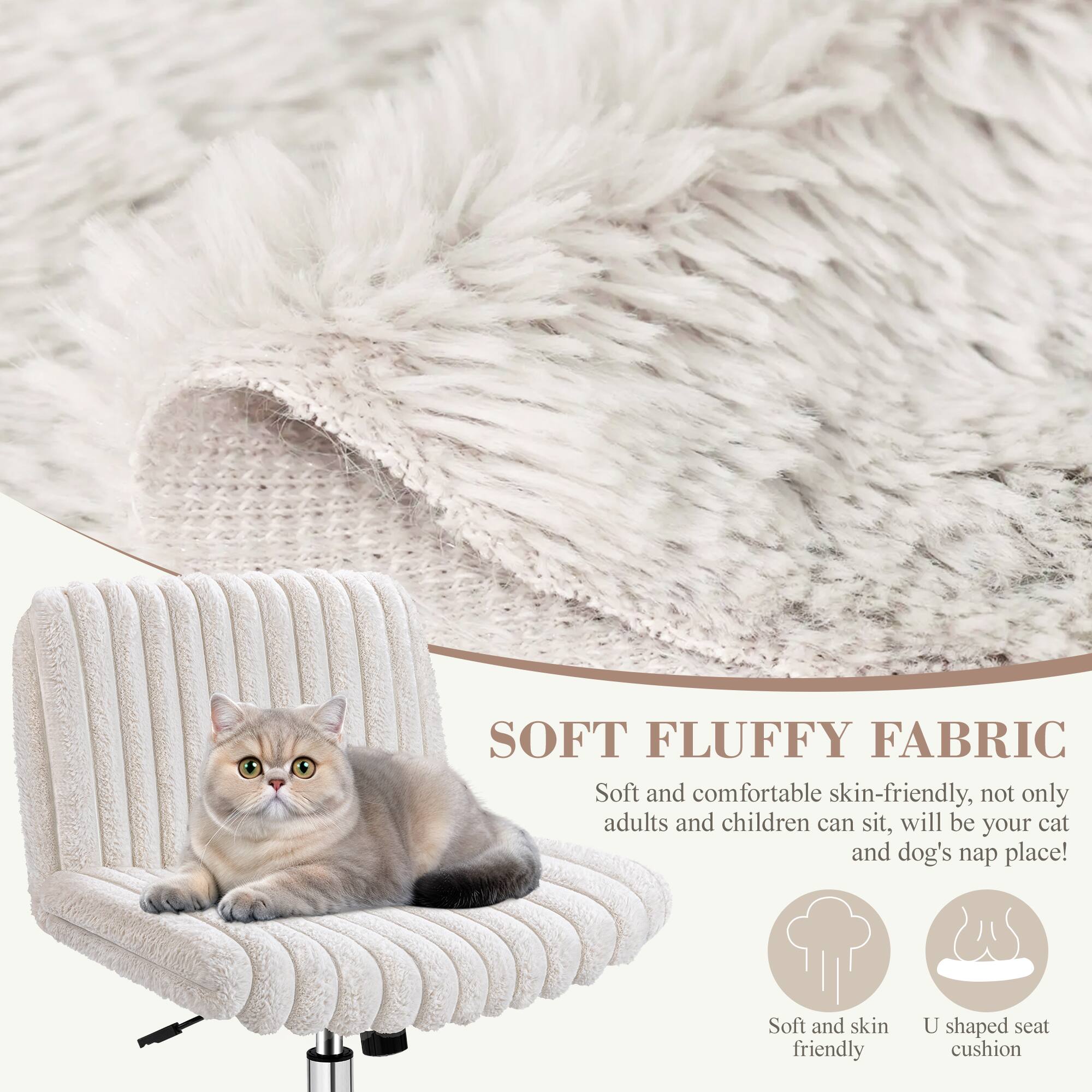 **SOFT FLUFFY FABRIC**

Soft and comfortable skin-friendly, not only adults and children can sit, will be your cat and dog's nap place!

- Soft and skin friendly
- U shaped seat cushion