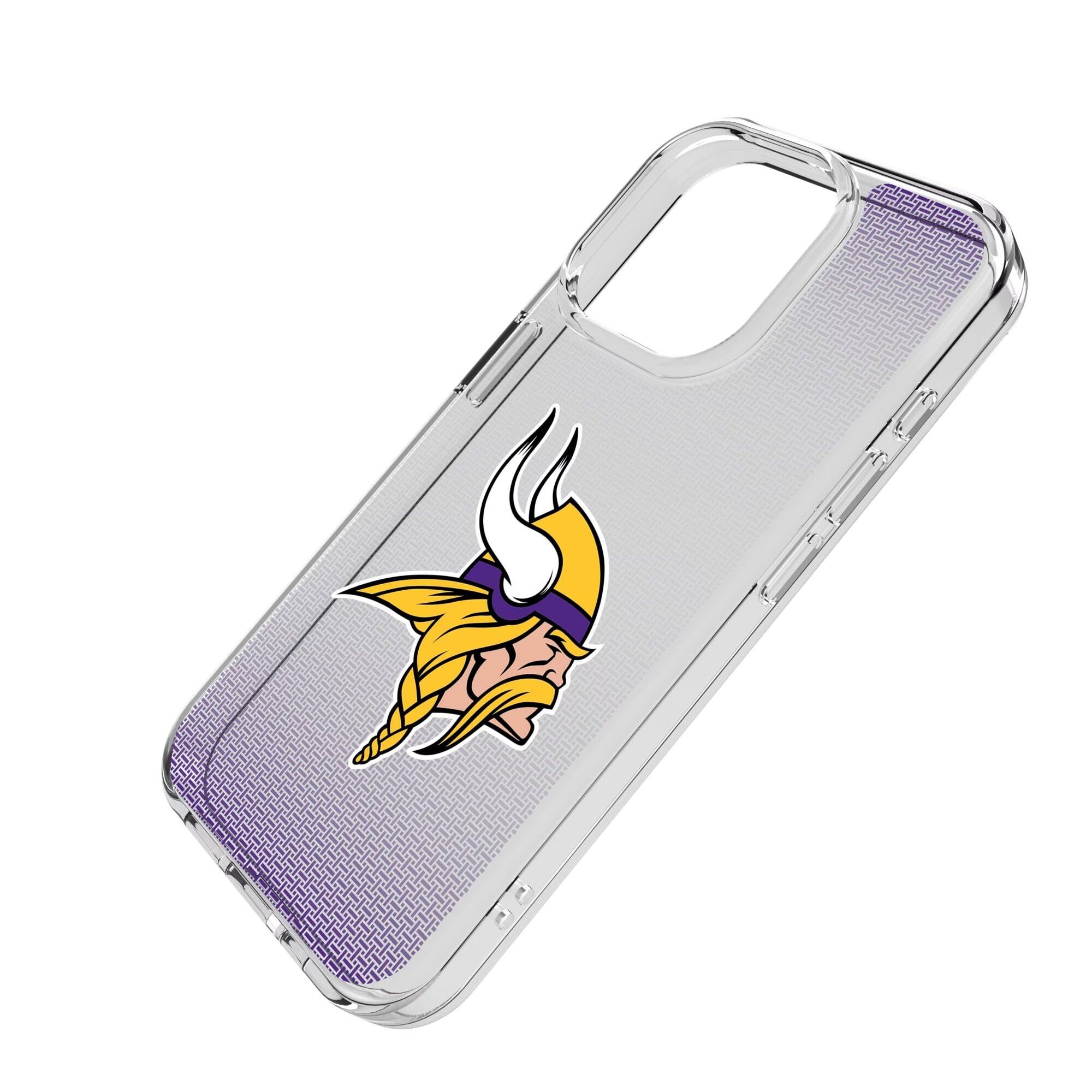 Alt View 1. Keyscaper - Minnesota Vikings Linen Logo iPhone Clear Case - 16e - Multicolor.