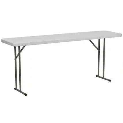 Front. Emma + Oliver - 6-Foot Plastic Folding Training Table - Granite White.