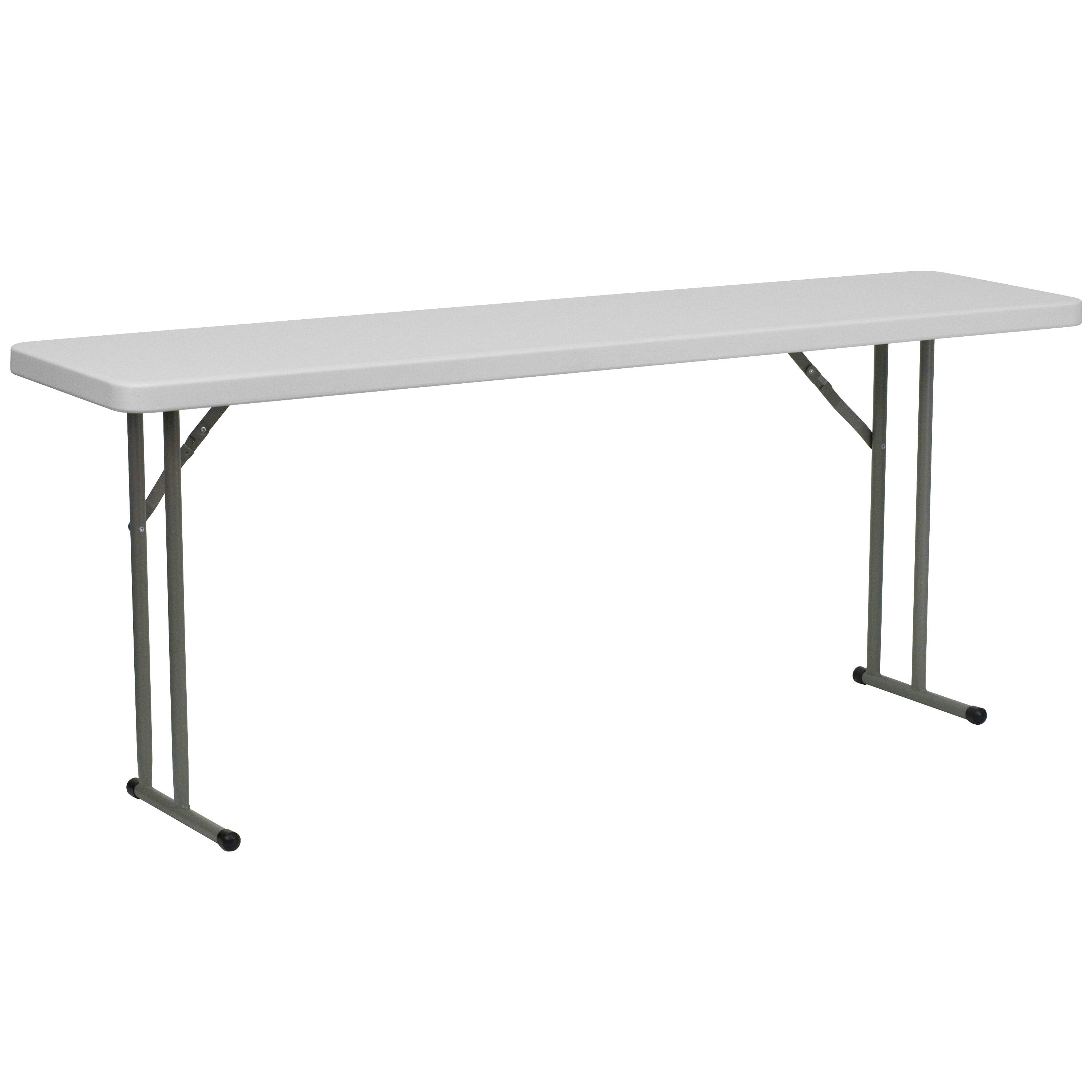 Front. Emma + Oliver - 6-Foot Plastic Folding Training Table - Granite White.