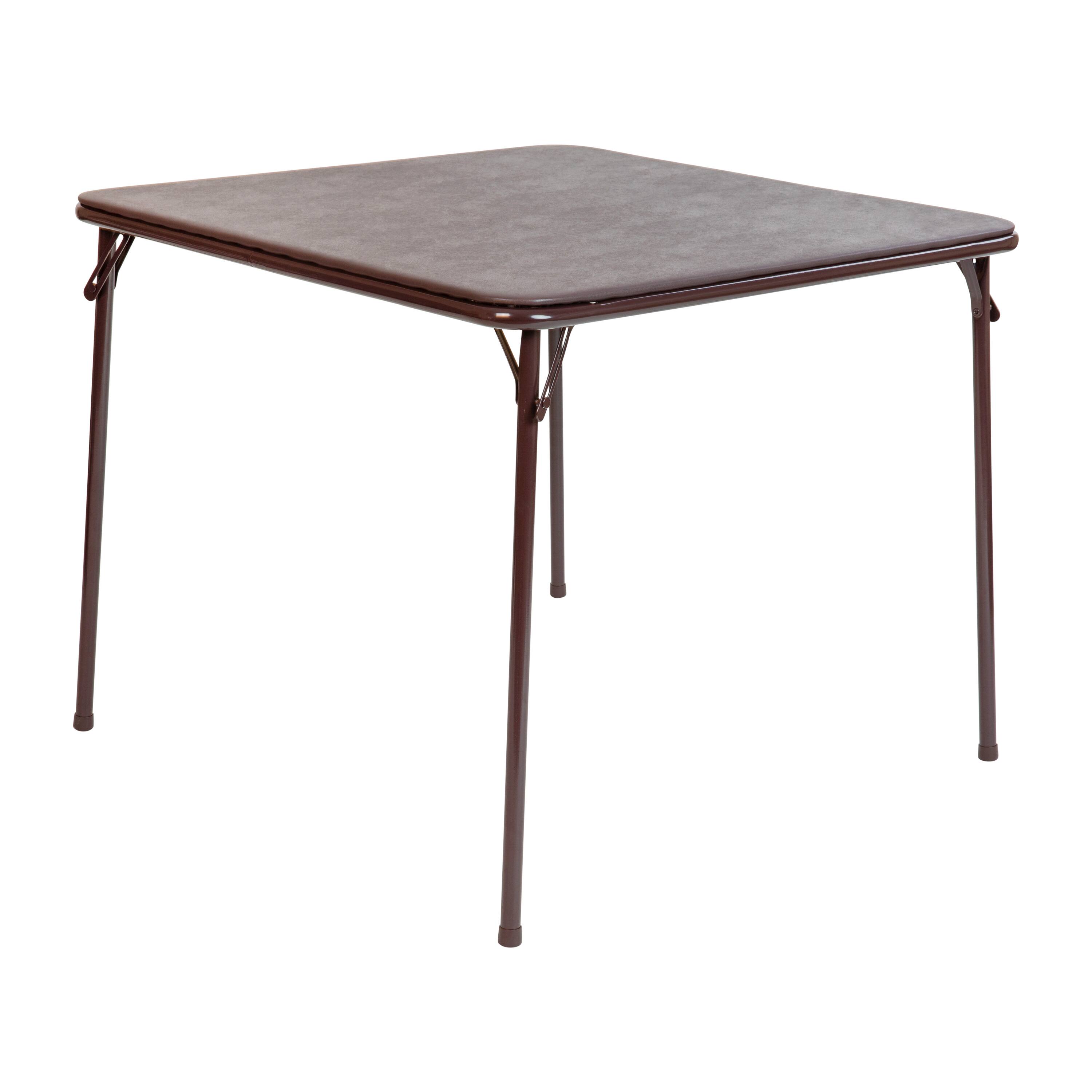 Emma + Oliver - Foldable Card Table with Vinyl Table Top - Game Table - Portable Table - Brown price history on PriceWatchPro
