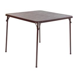 Emma + Oliver - Foldable Card Table with Vinyl Table Top - Game Table - Portable Table - Brown