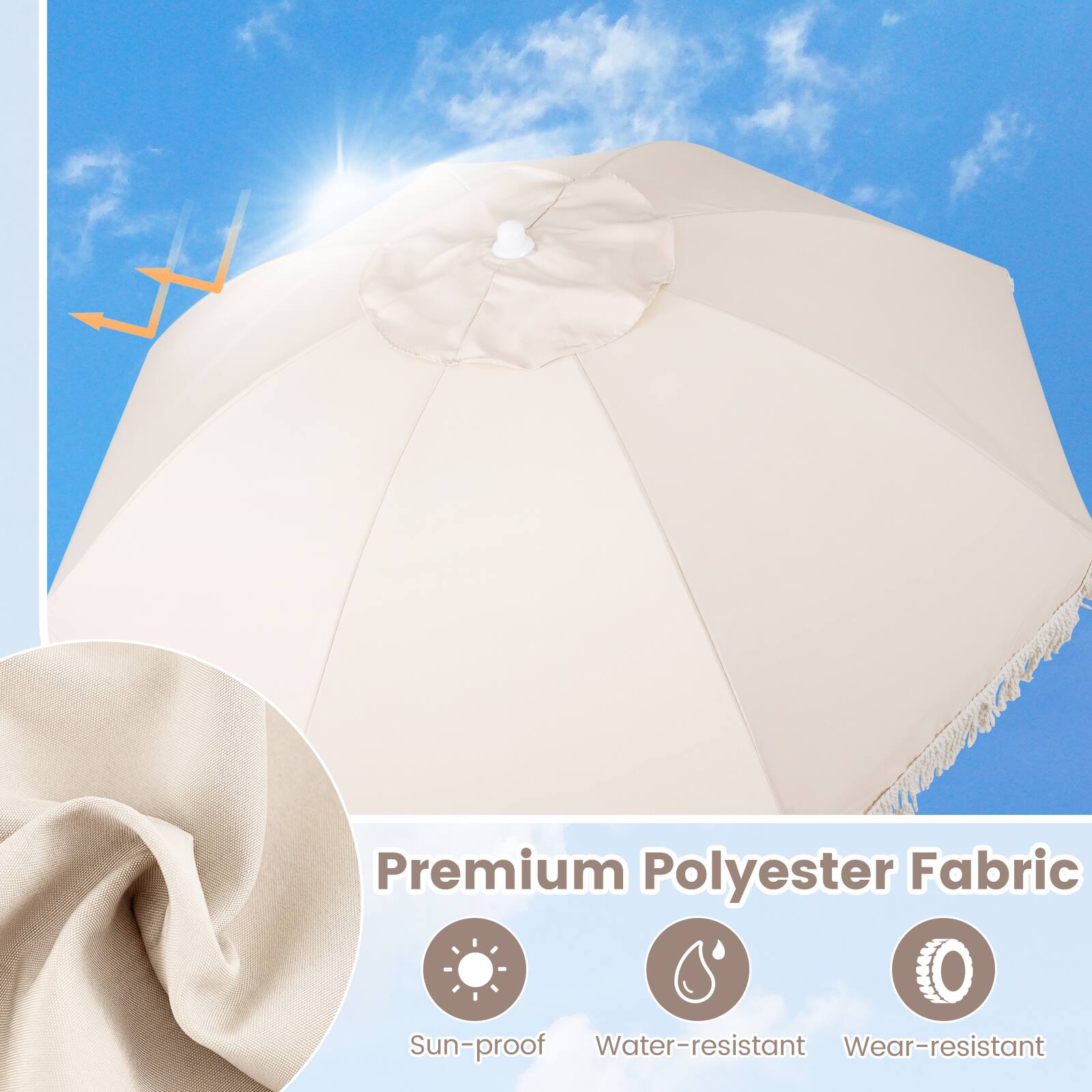 Premium Polyester Fabric  
- Sun-proof  
- Water-resistant  
- Wear-resistant