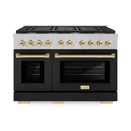 ZLINE - Autograph 48 in. Paramount Dual Fuel Range with Black and Gold Accents (SDRSZ-BLM-48-G) - Black