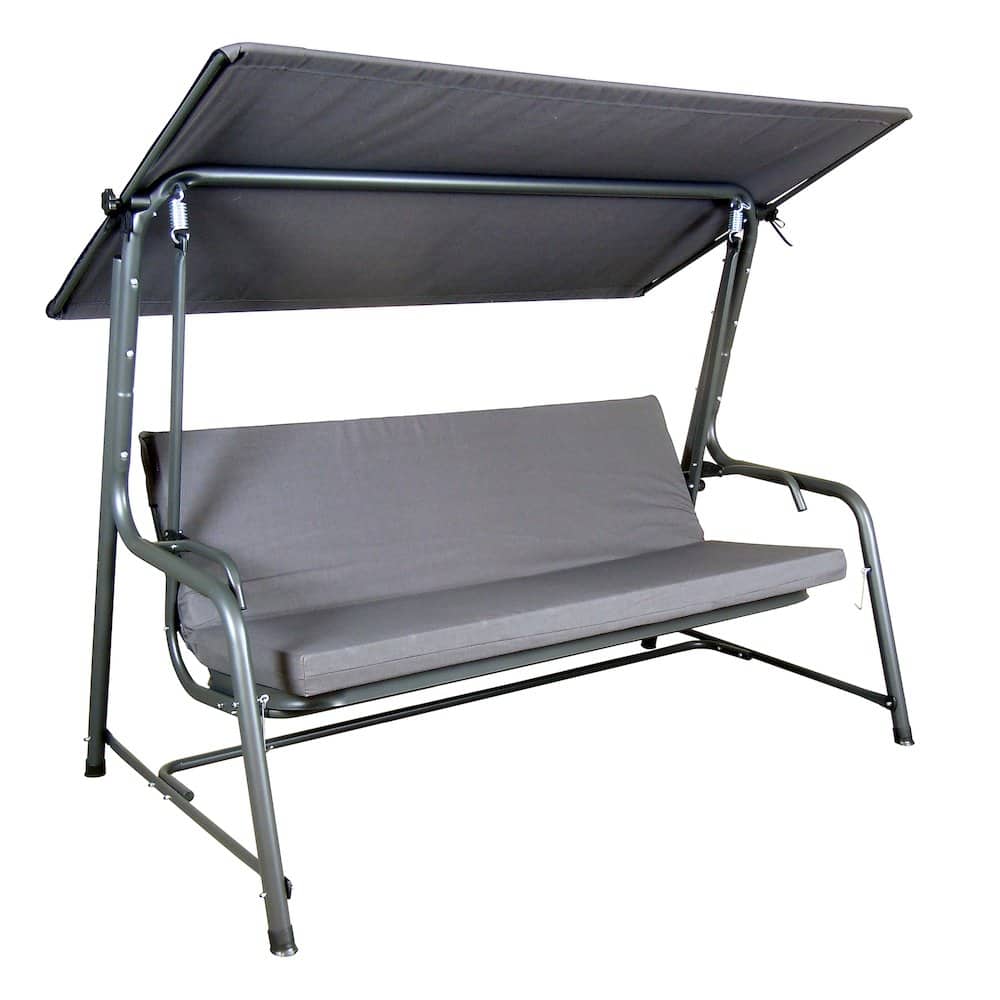 SUNJOY - 4-Seat Luxury Swing and Bed with Elastic Metal Mesh Seat - Gray