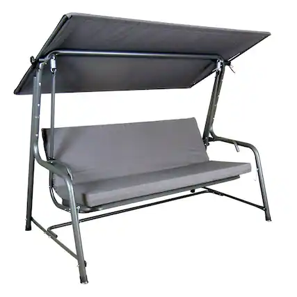 Front. SUNJOY - 4-Seat Luxury Swing and Bed with Elastic Metal Mesh Seat - Grey.