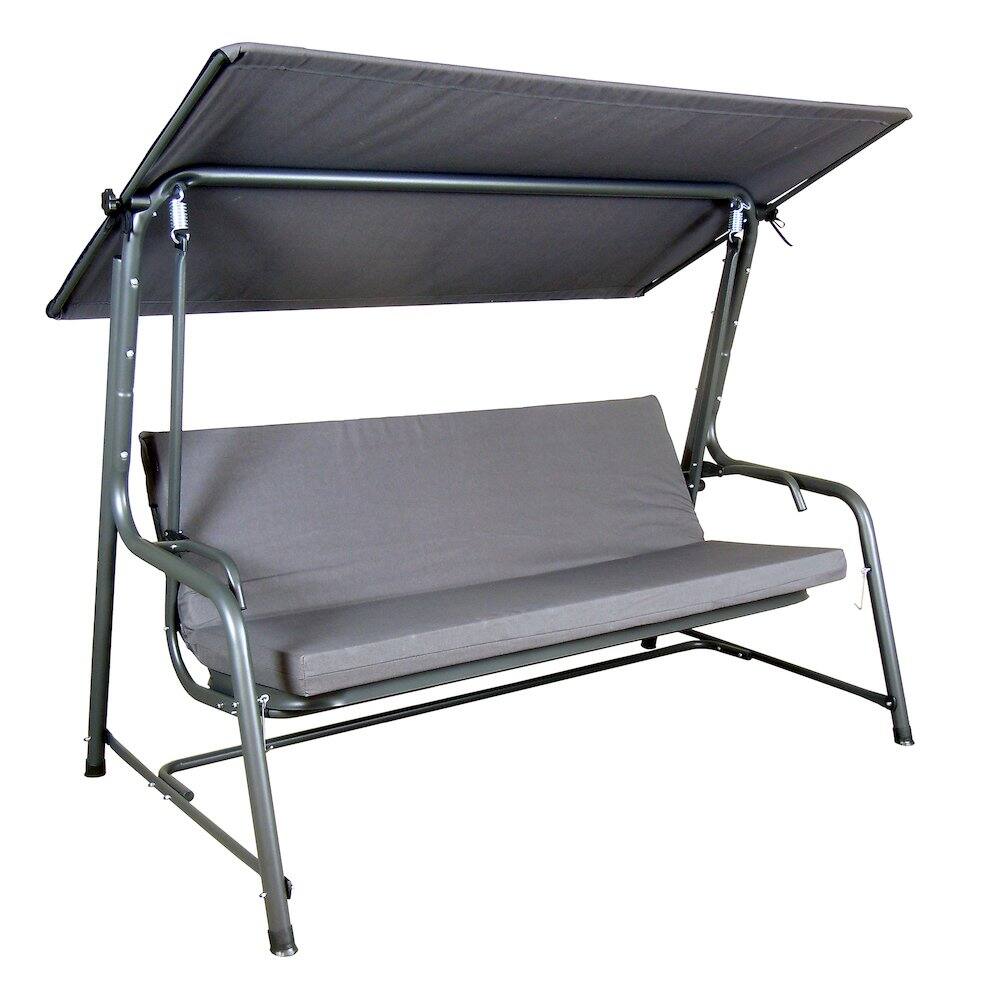 Front. SUNJOY - 4-Seat Luxury Swing and Bed with Elastic Metal Mesh Seat - Grey.