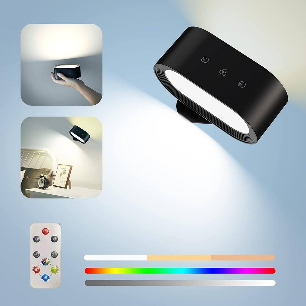 RTMB - Battery Wall Sconces, RGB Ambient Light, Dimmable, Rechargeable LED