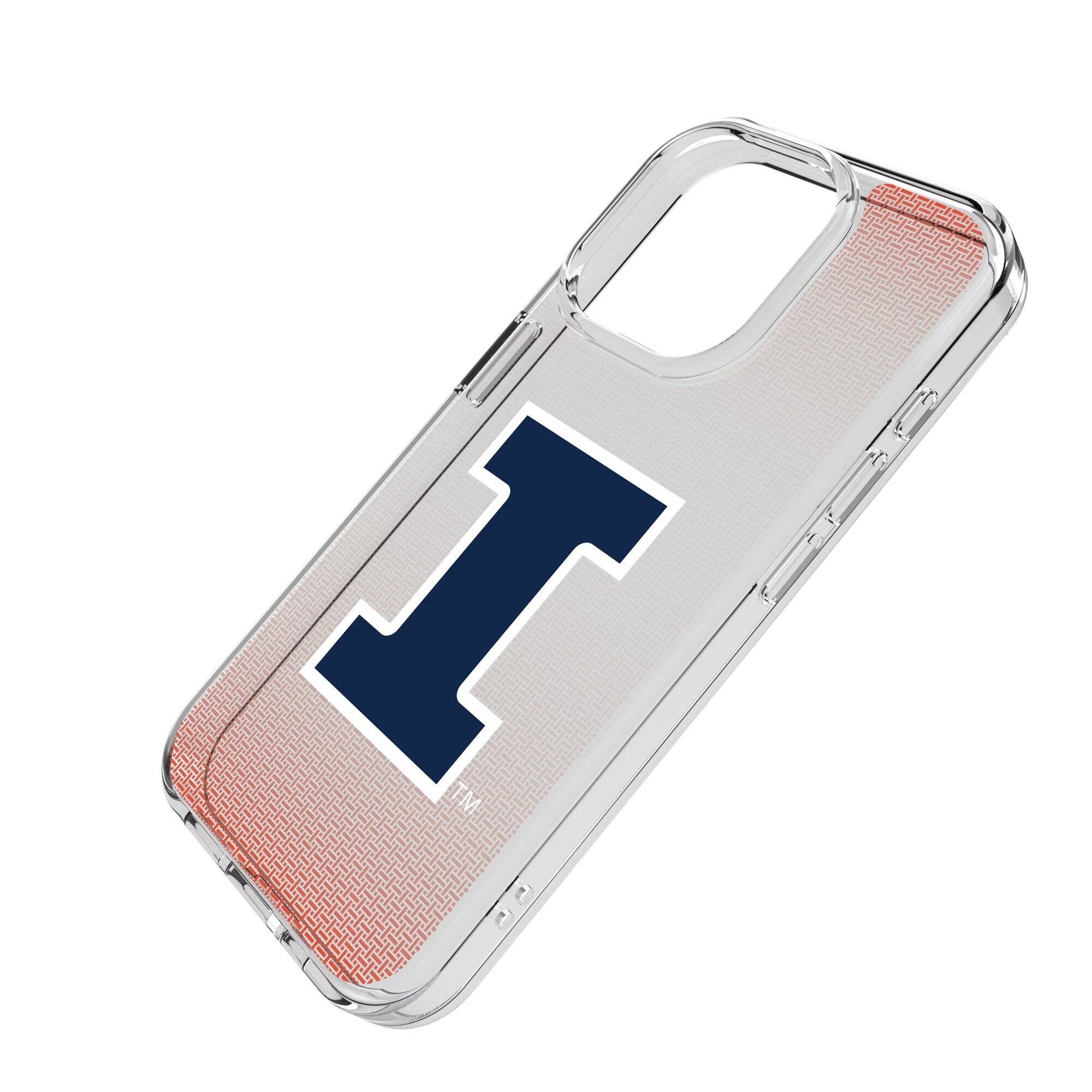 Alt View 1. Keyscaper - Illinois Fighting Illini Linen Logo iPhone Clear Case - 13 Pro - Multicolor.