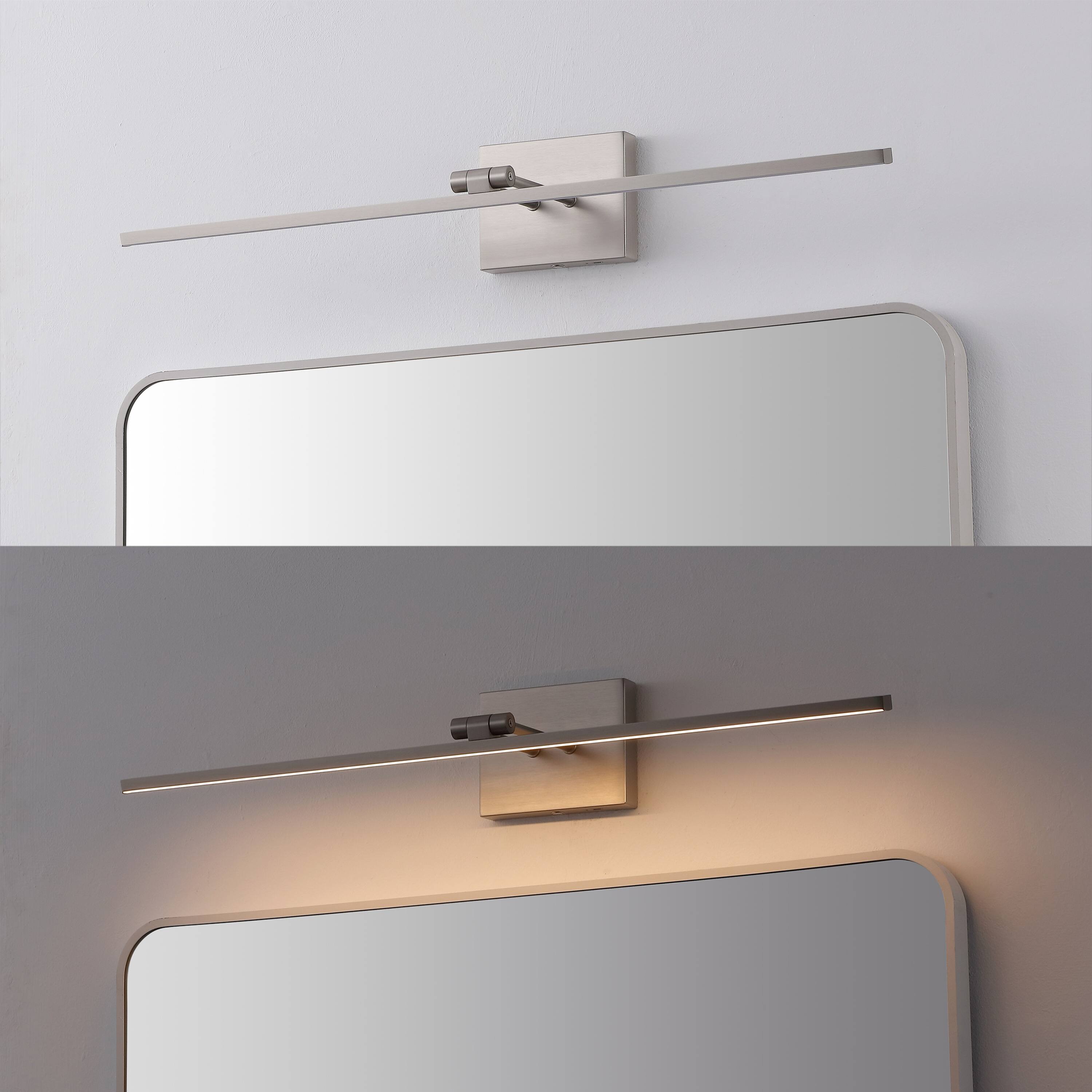 Alt View 4. Jonathan Y - Santino 28" Modern Minimalist Swivel Integrated Dimmable LED Rechargeable Picture Light with Touch Sensor, Nickel - Nickel.