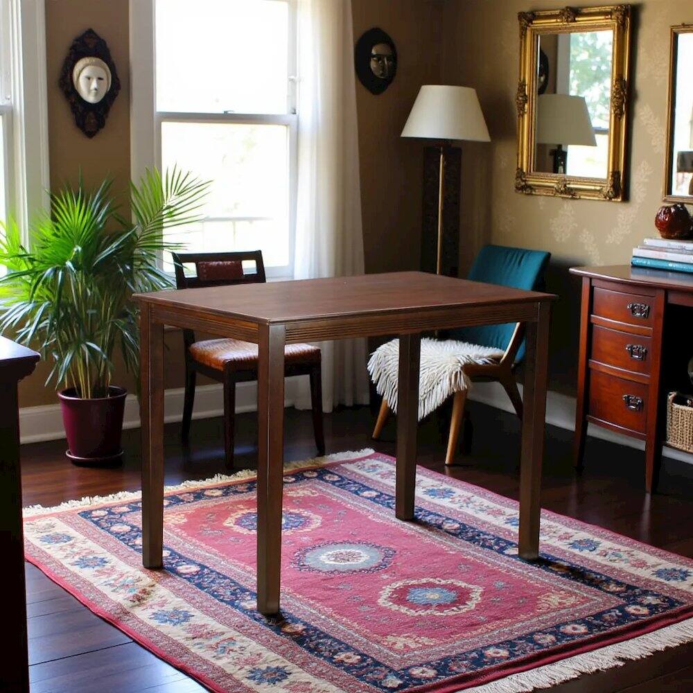 Back. FurniFact - Mahogany Small Dining Table – Solid Wood Kitchen and Dining Table for 4 - Mahogany.
