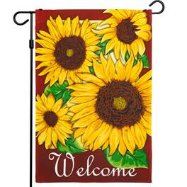G128 - Home Decorative Fall Garden Flag Welcome Quote with Autumn Sunflowers 12x18 in 150D Polyester - Assorted Colors