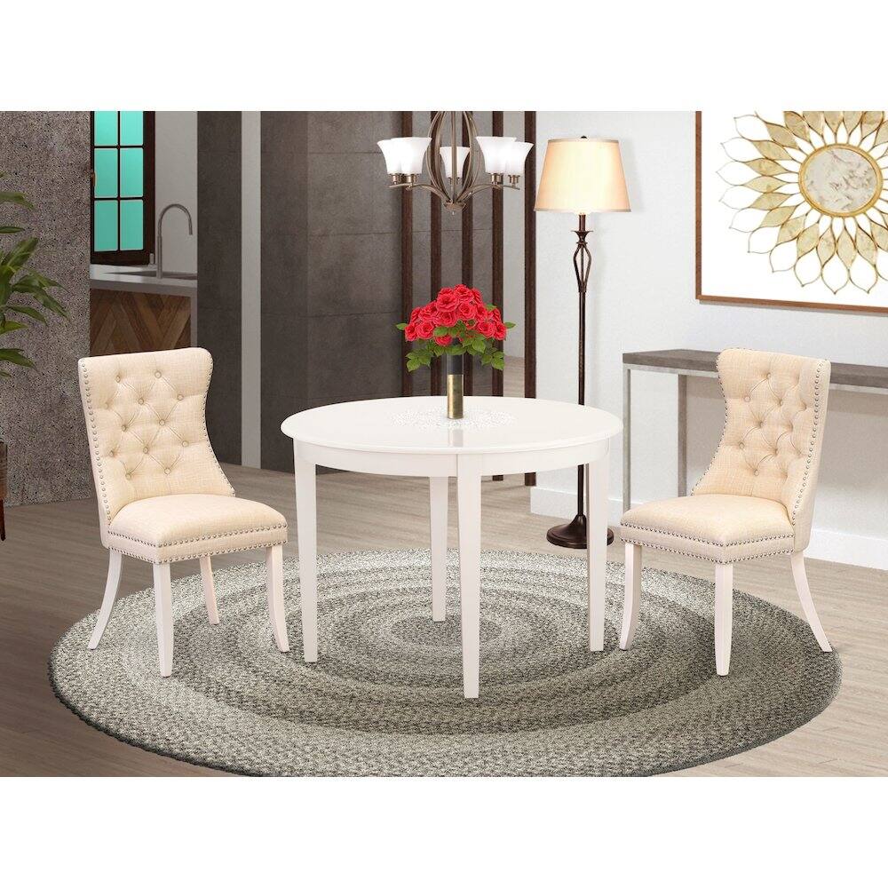 Alt View 7. East West Furniture - 3 Piece Dining Room Table Set - White.