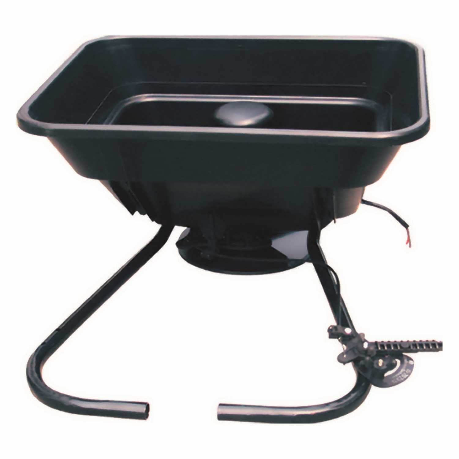 Field Tuff - 12V ATV 80 Pound Load Capacity Broadcast Seed and Fertilizer Spreader - Black