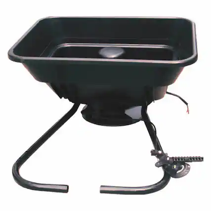 Front. Field Tuff - Field Tuff 12V ATV 80 Pound Load Capacity Broadcast Seed and Fertilizer Spreader - Black.