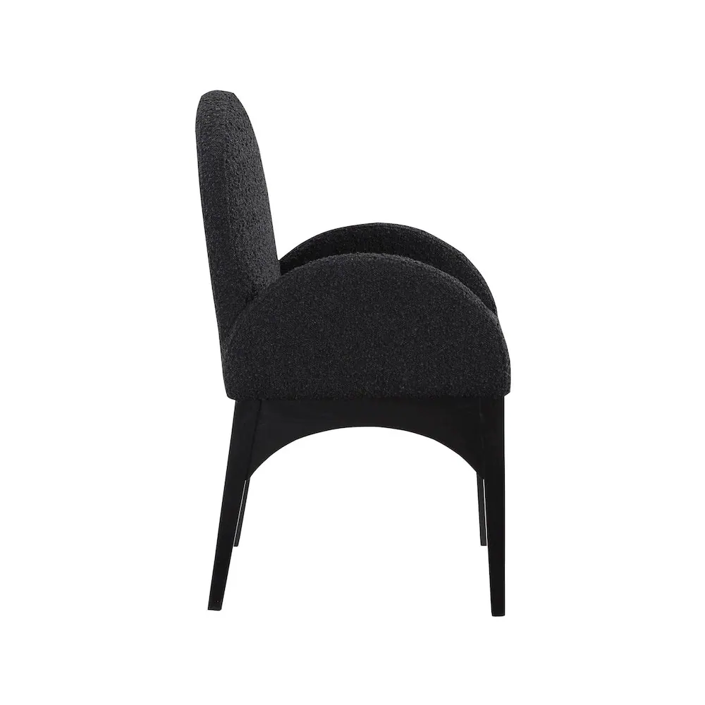 Alt View 3. Meridian Furniture - Waldorf Black Boucle Fabric Dining Chair - Black.