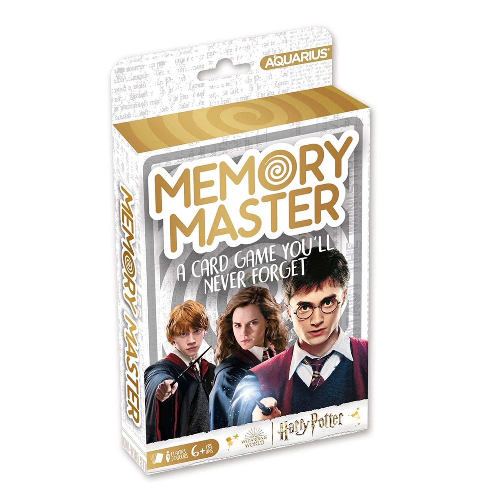 AQUARIUS  
MEMORY MASTER  
A CARD GAME YOU'LL NEVER FORGET  
Harry Potter  
WIZARDING WORLD  
AGES 6+  
PLAYERS 2-6  
MEMORY MASTER