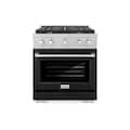 ZLINE - 48 in. Paramount Satin Steel Gas Range w/ 8 Burner Cooktop & Matte Doors (SGRS-BLM-48) - Black