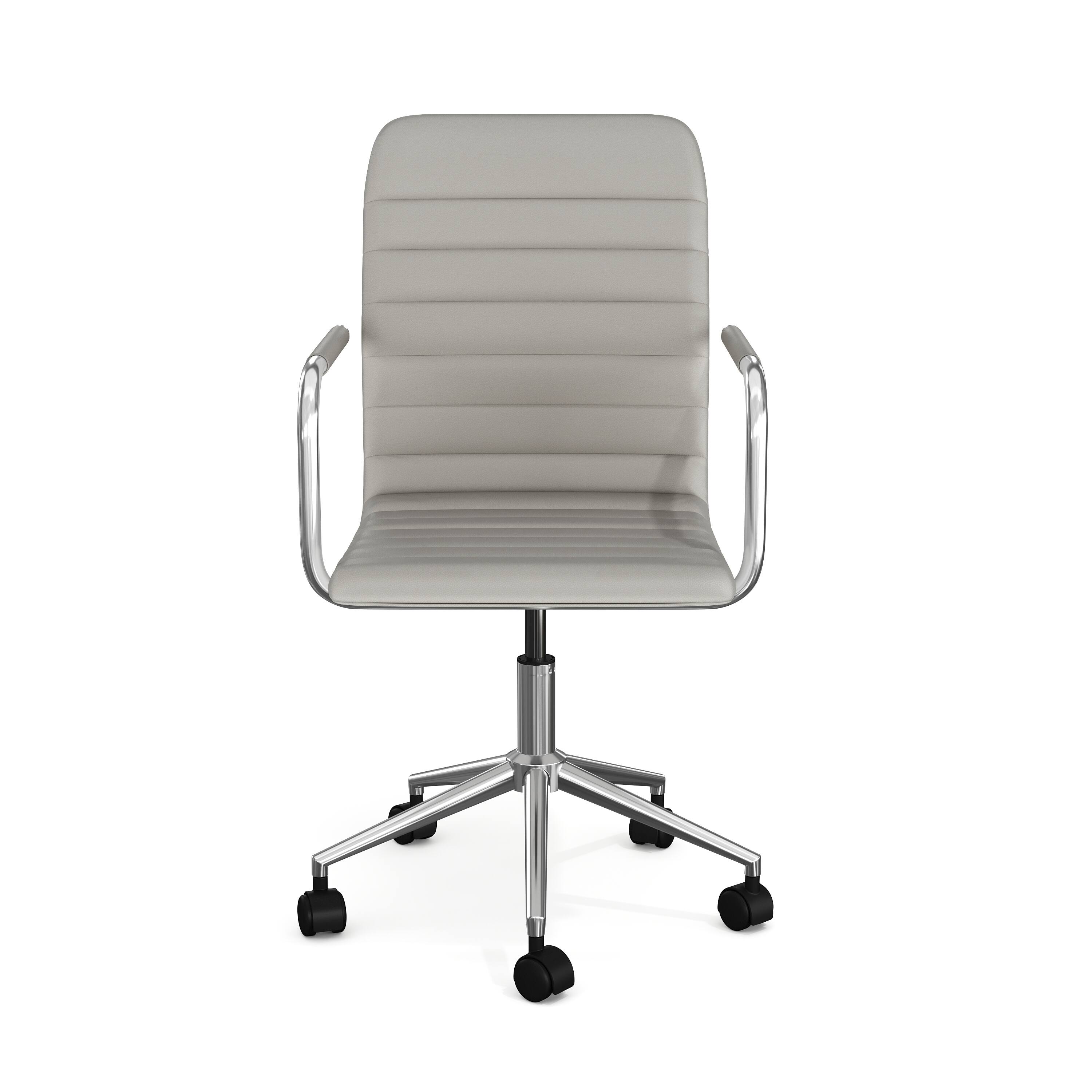 Alt View 10. Martha Stewart - Taytum Upholstered Swivel Home Office Chair with Integrated Armrests - Gray Faux Leather/Polished Nickel Frame.