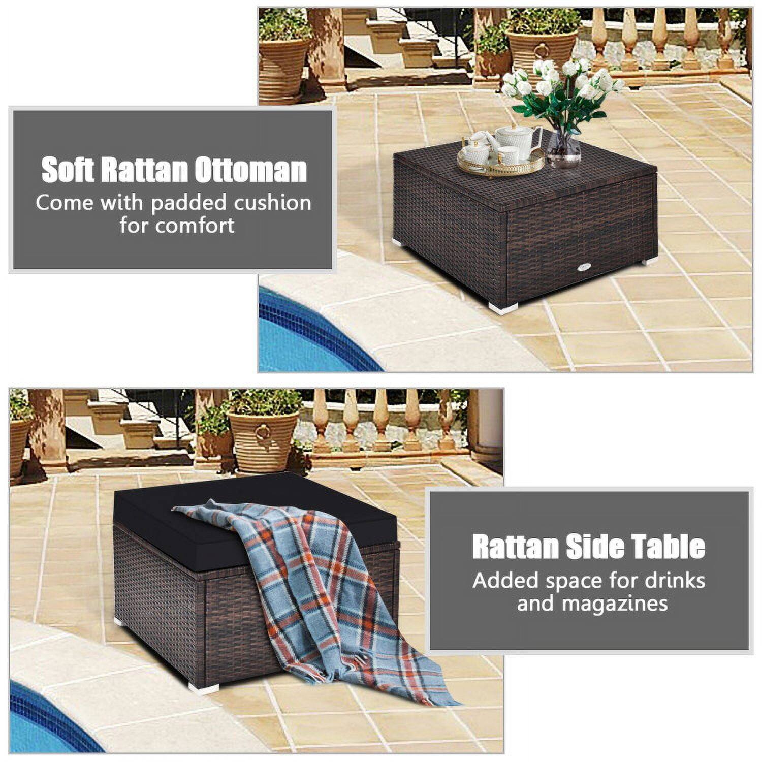 Soft Rattan Ottoman  
Come with padded cushion for comfort  

Rattan Side Table  
Added space for drinks and magazines