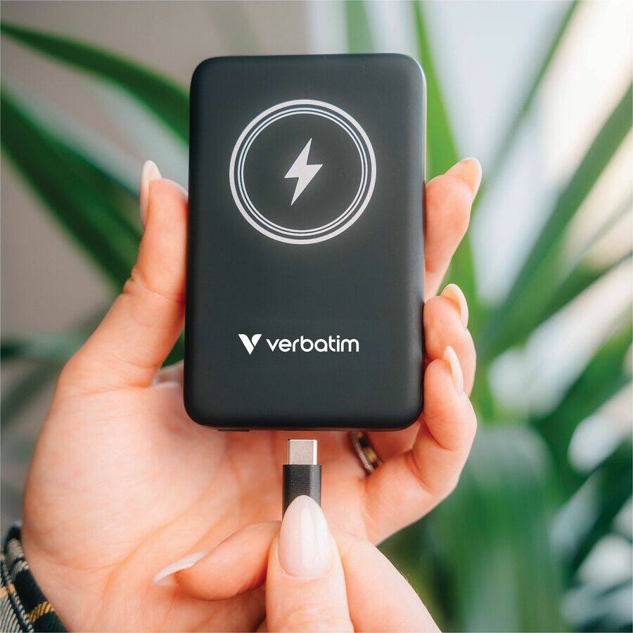 Alt View 1. Verbatim - Verbatim Charge 'n' Go Magnetic Wireless Power Bank 10000 mAh - Black - For Smartphone - Lithium Polymer (Li-Polymer).
