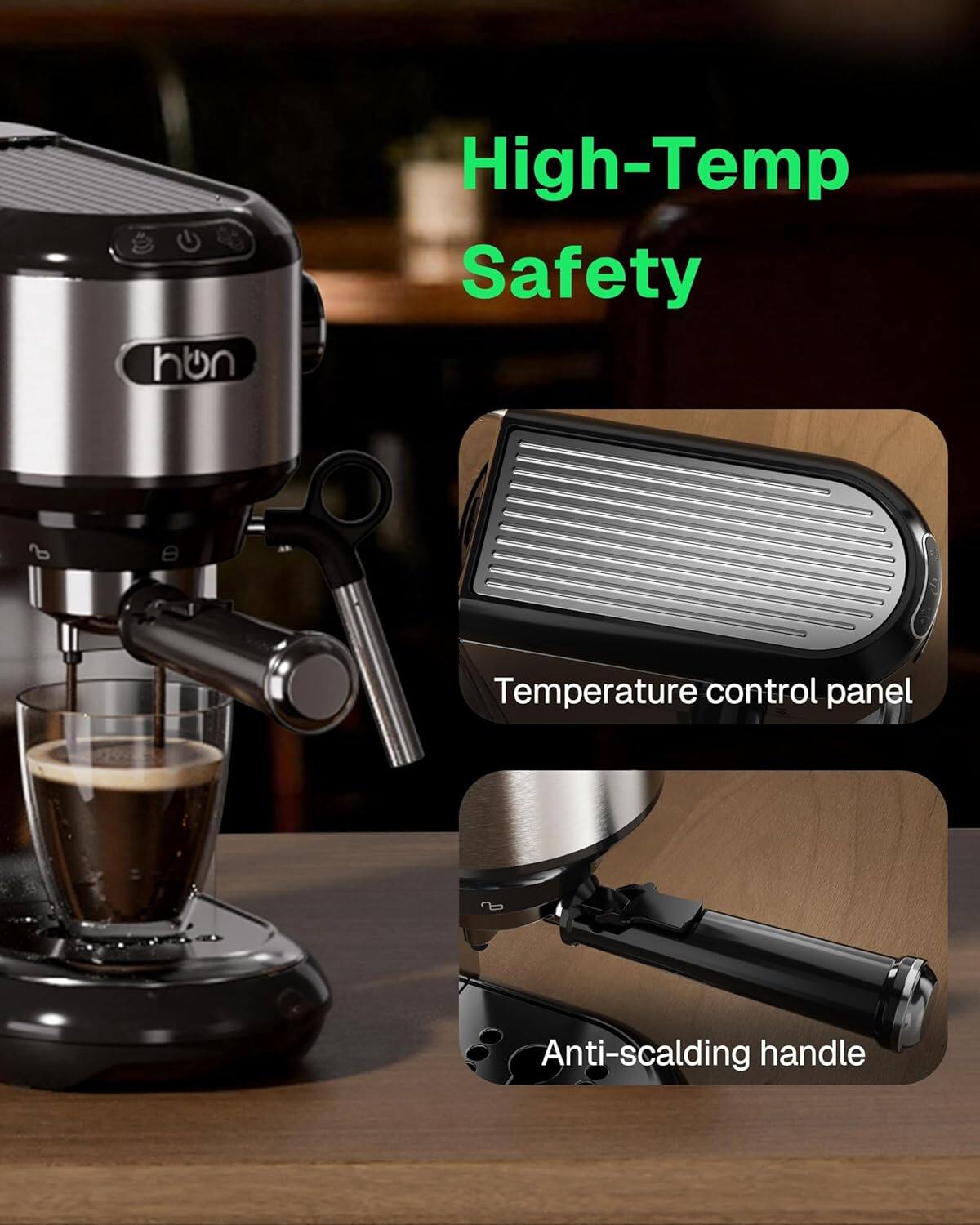 High-Temp Safety  
Temperature control panel  
Anti-scalding handle