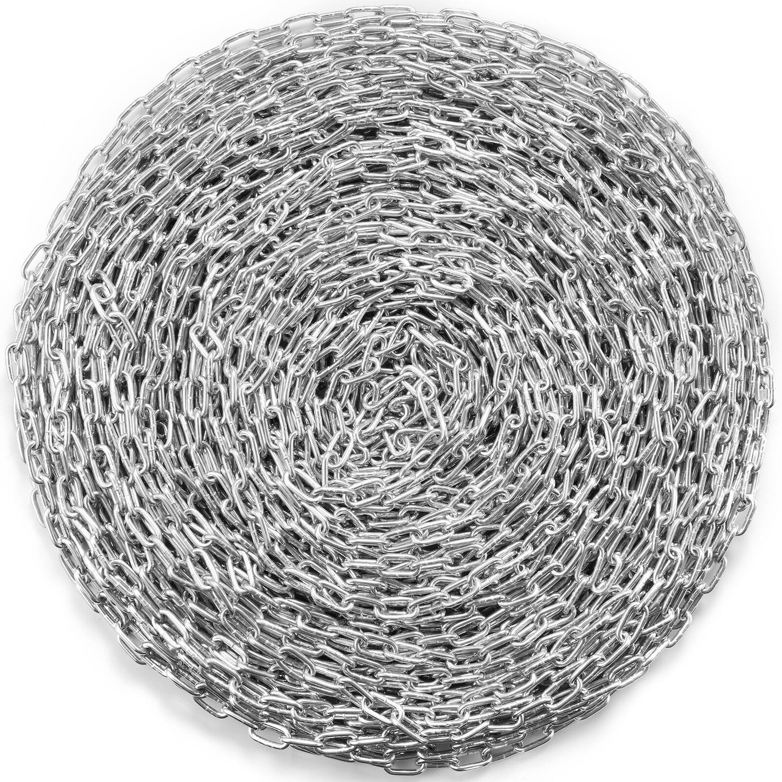 VEVOR - Proof Coil Chain, 3/16" x 250', 1100 lbs Safe Working Load, Zinc Plated Proof Tested Coil Chain with Two Quick Links - Silver