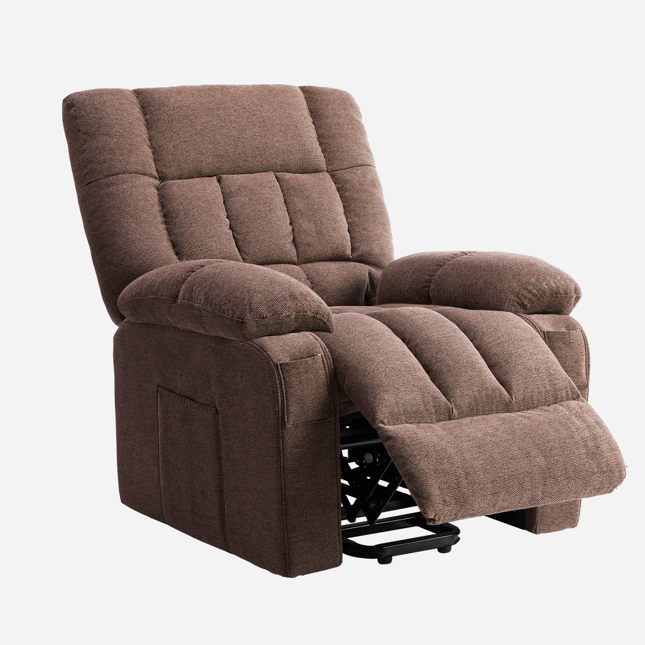 Back. Bestier - Power Recliner Chair with Massage & Heat, Adjustable Single Sofa with Footrest, Cup Holders & Storage - brown.