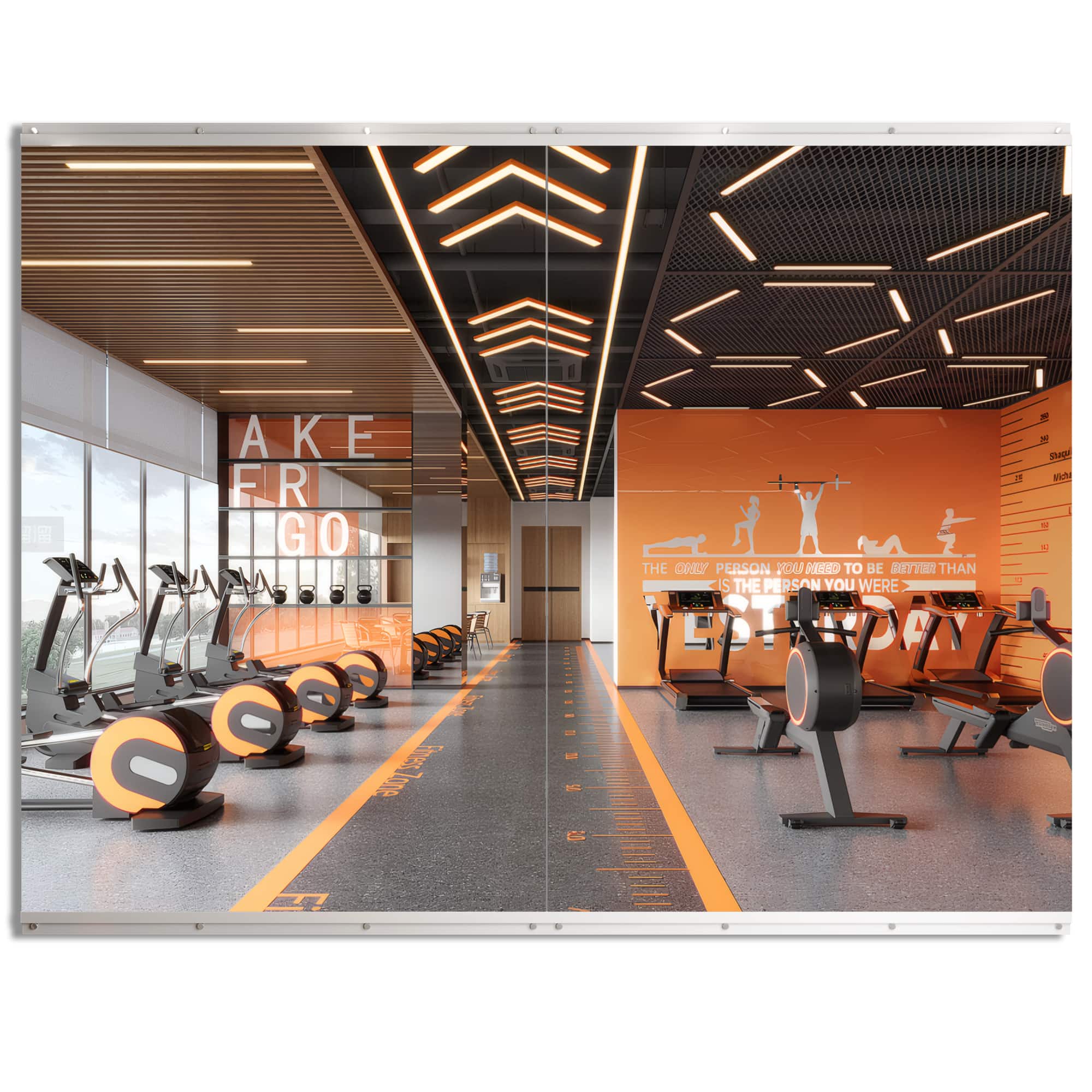 LOVMOR - 36 in. W x 72 in. H Modern Rectangle Frameless Wall-Mounted Gym Mirror Dance Mirror - Silver