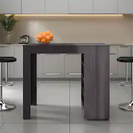 Loheer - Modern Kitchen Island with Open Storage Rectangular - Wenge