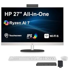 HP - Upgraded - 27 All-in-One 27 FHD Display (Ryzen AI 7 350, 64GB, 4TB SSD, AMD Radeon 680M, WiFi 6, Win 11 Pro) w/1TB Dock Set - White