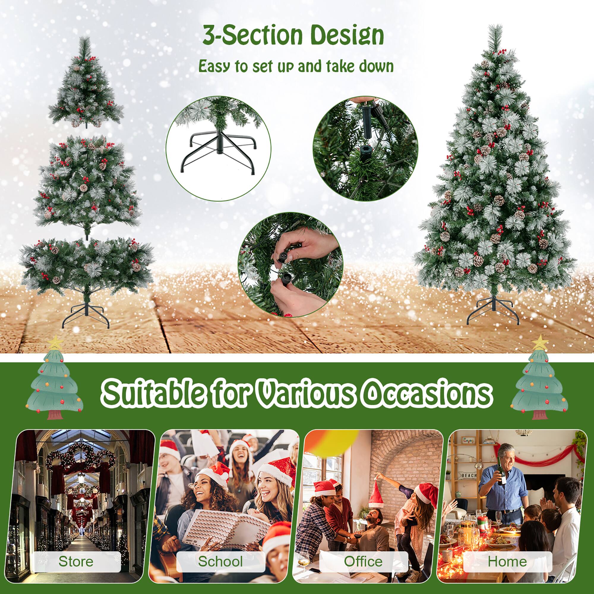 3-Section Design  
Easy to set up and take down  

Suitable for Various Occasions  
Store  
School  
Office  
Home