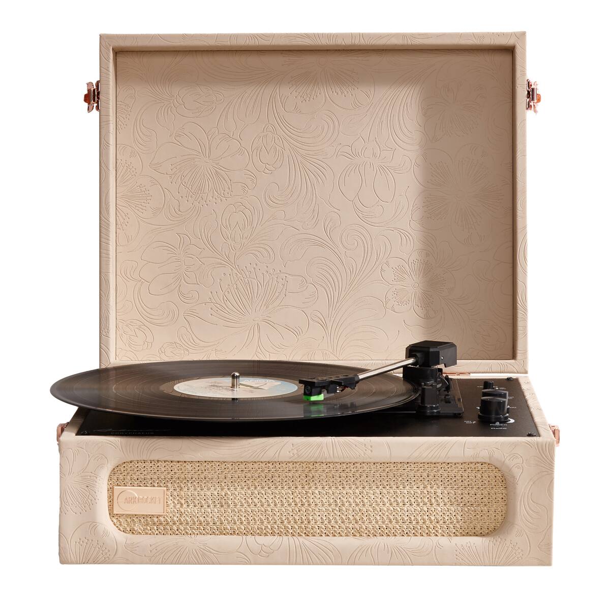 Front. Arkrocket - Arkrocket Coryphaeus Bluetooth Turntable Deluxe Edition Record Player(Flora Engraved) - Flora Engraved.