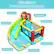 5-in-1 Sliding & Bouncing Inflatable Bouncer Water Fall Basketball Rim Smooth Slide Climbing Wall Jumping House Splashing Pool Water Canon
