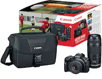Canon - EOS R100 4K Video Mirrorless Camera Double Zoom Lens Kit with RF-S18-45mm and RF75-300mm Lenses - Black - Front_Zoom