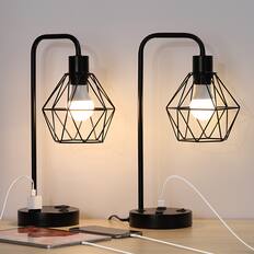 Front. Oumilen - Set of 2 Modern Nightstand Lamps Bedside Table Lamps with 2 USB Charging Ports.