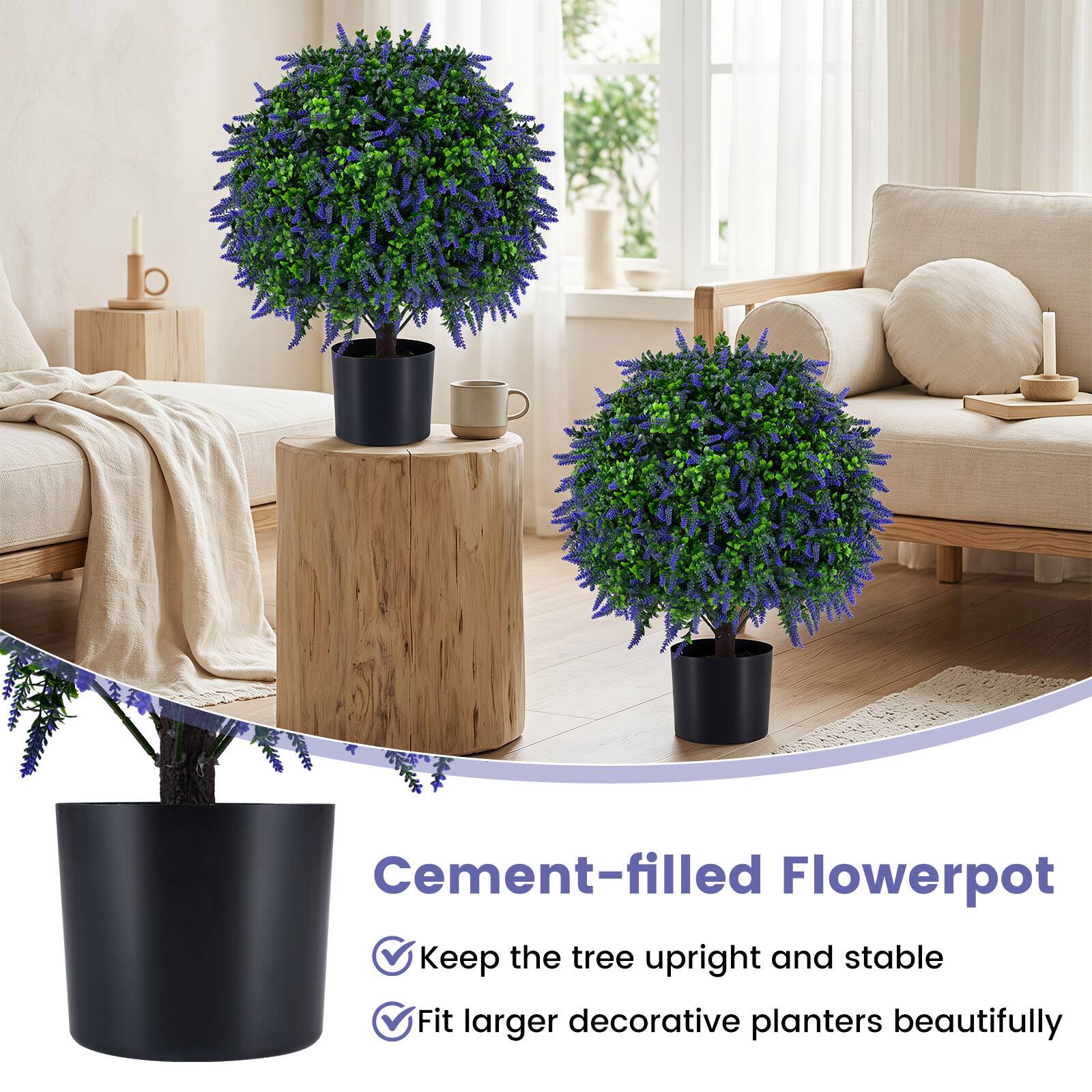 Cement-filled Flowerpot  
- Keep the tree upright and stable  
- Fit larger decorative planters beautifully
