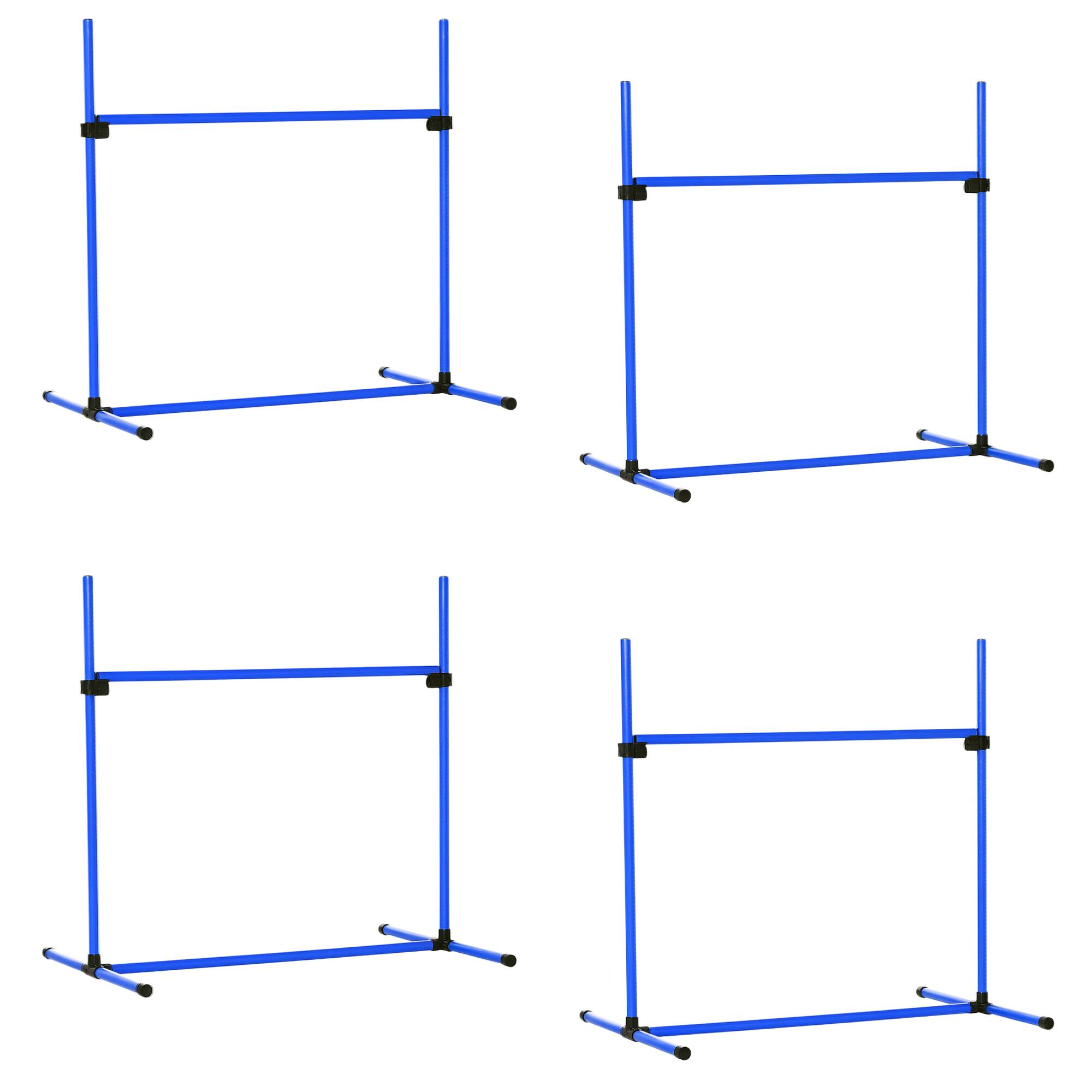 Front. Pawhut - 4 Piece Dog Agility Equipment, Adjustable Height Jump Bars, Carry Bag, Displacing Top Bar - Blue.