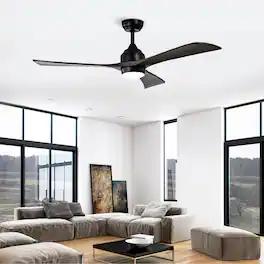 Akoasm - 52" Solid Wood Ceiling Fan with Light & Remote, Quiet DC Motor, 6 Speeds, Reversible for Bedroom/Living Room