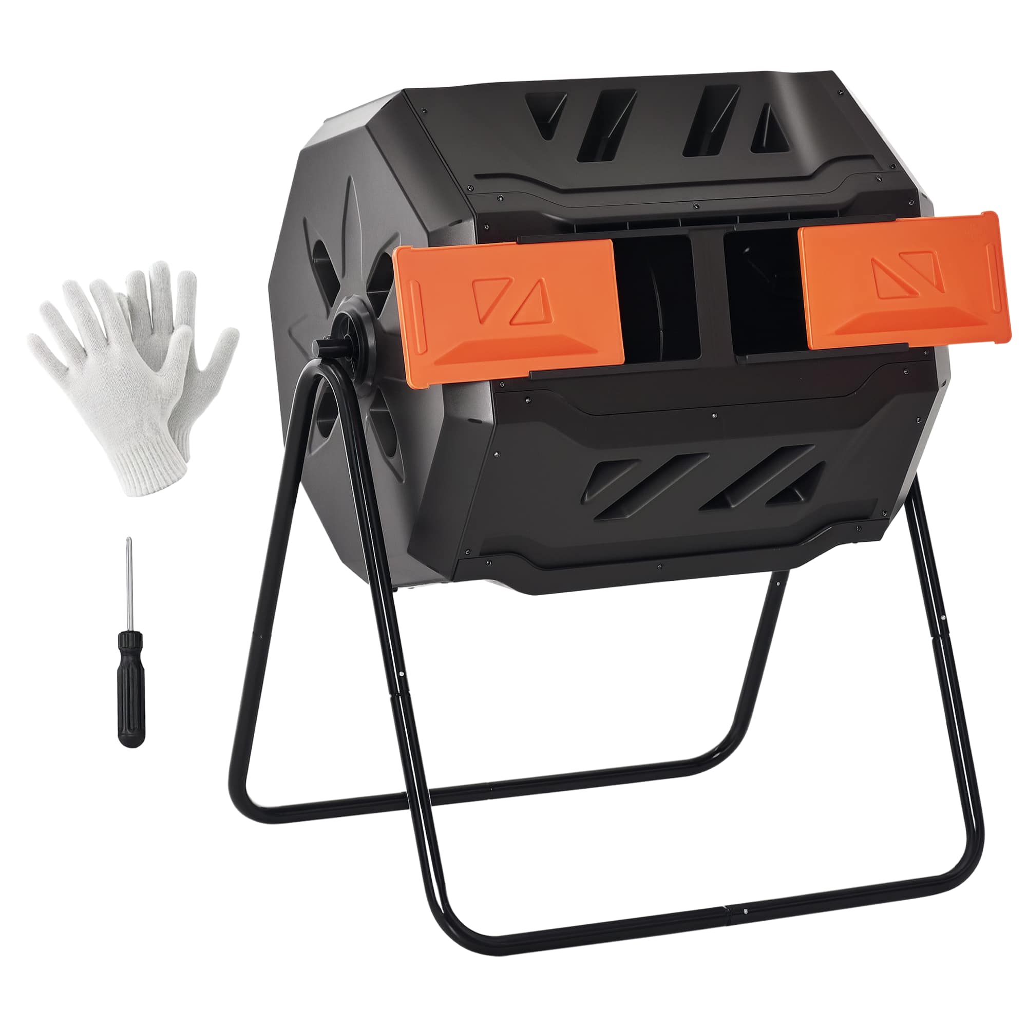 Outsunny - Tumbling Compost Bin Outdoor 360° Dual Chamber Rotating Composter 43 Gallon - Orange price history on PriceWatchPro