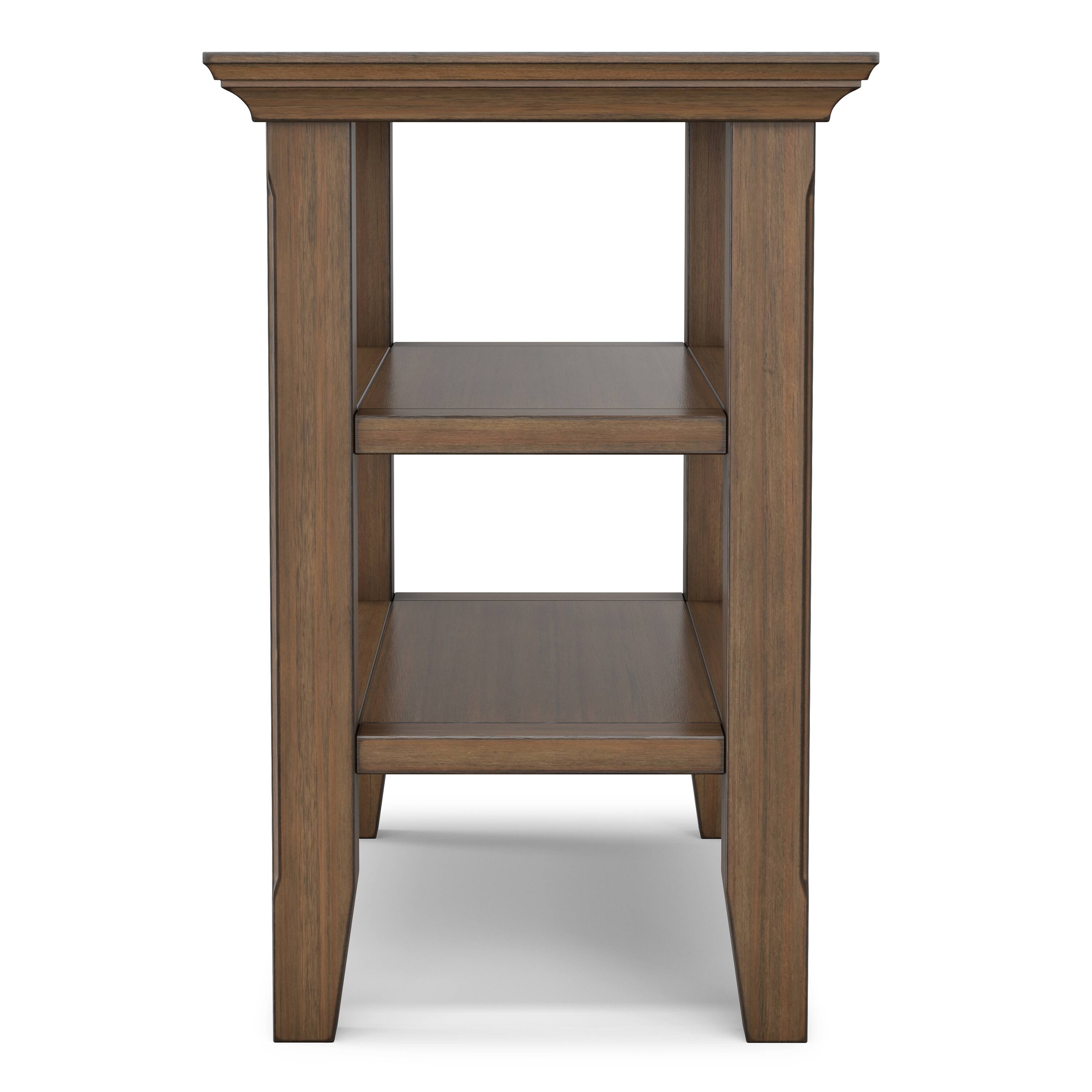 Left. Simpli Home - Acadian 14 inch Wide Solid Wood Transitional Narrow Side Table in Rustic Natural Aged Brown - Rustic Natural Aged Brown.