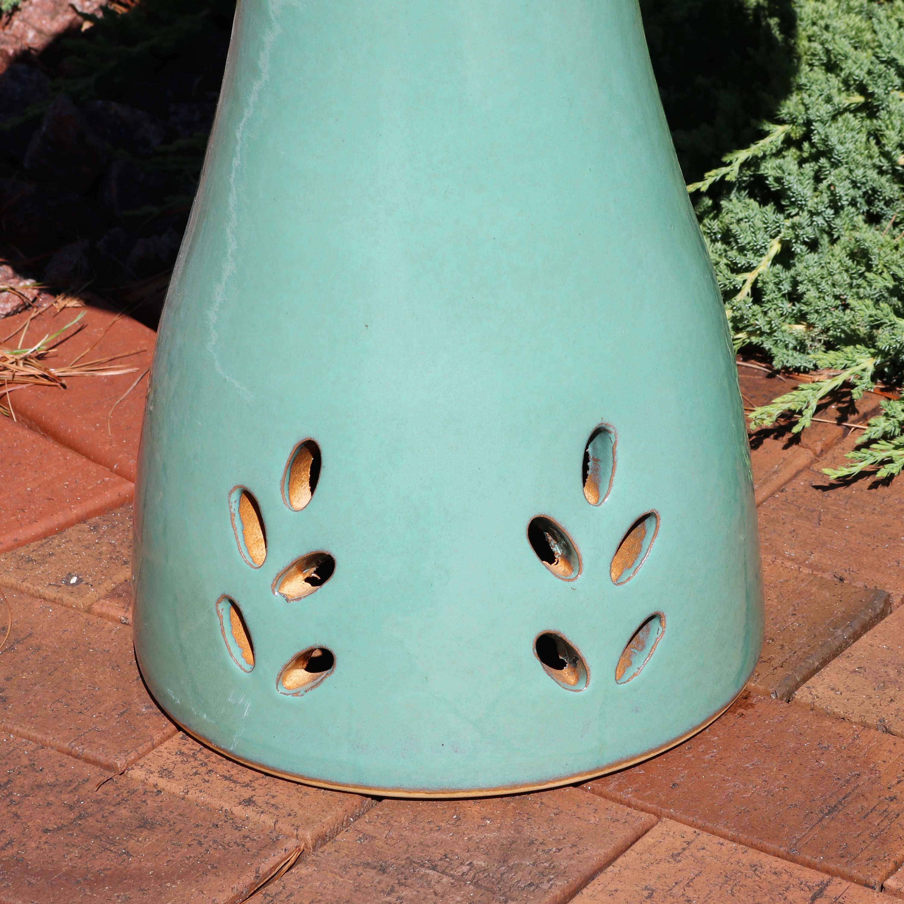 Alt View 7. Sunnydaze - Classic Outdoor Cut-Out Ceramic Bird Bath - 20.5 in - Seafoam.