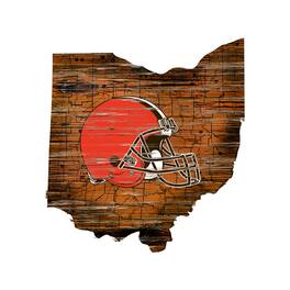 Fan Creations - Cleveland Browns 23.5" x 23.5" Distressed State with Logo Sign - Multicolor