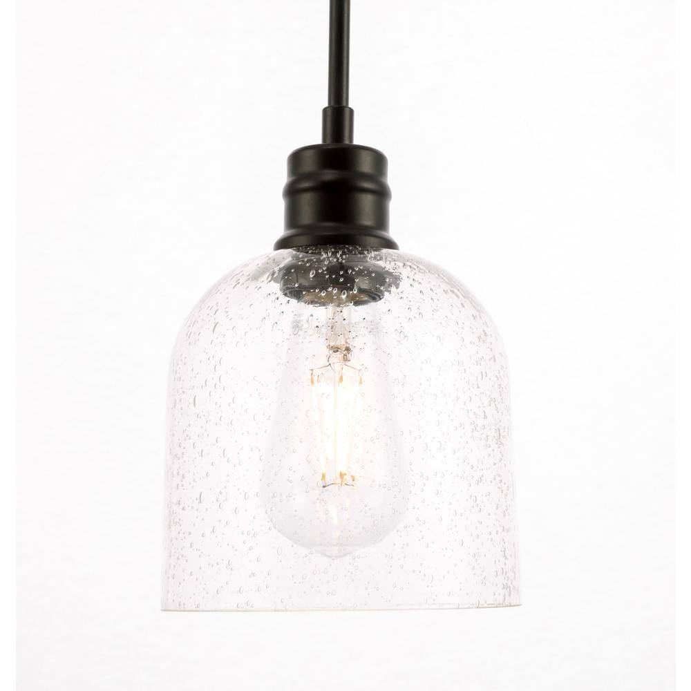 Alt View 10. Living District - Gabe 1 light Black and Clear seeded glass pendant - Black And Clear Seeded Glass.