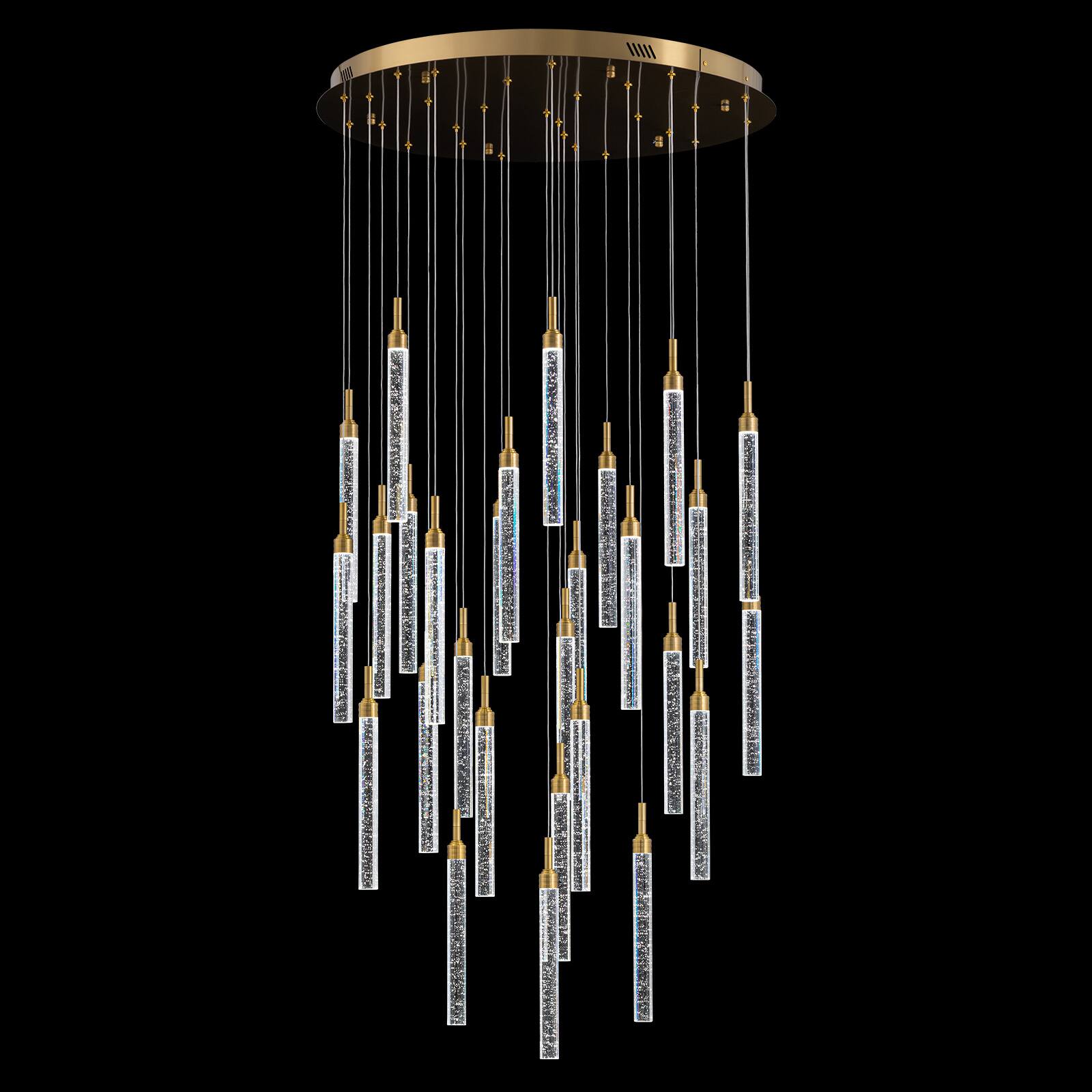 Alt View 9. Siljoy - 31.5-In Gold Bubble Glass Chandelier 28‑Light Adjustable Staircase Pendant Light for High Ceilings Foyer Living Room - Gold.